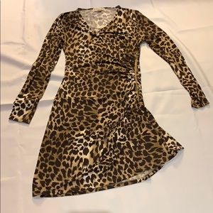 Michael Kors Ruched Leopard Dress